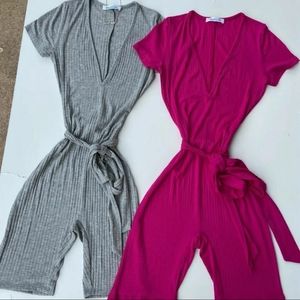 Gray ribbed romper